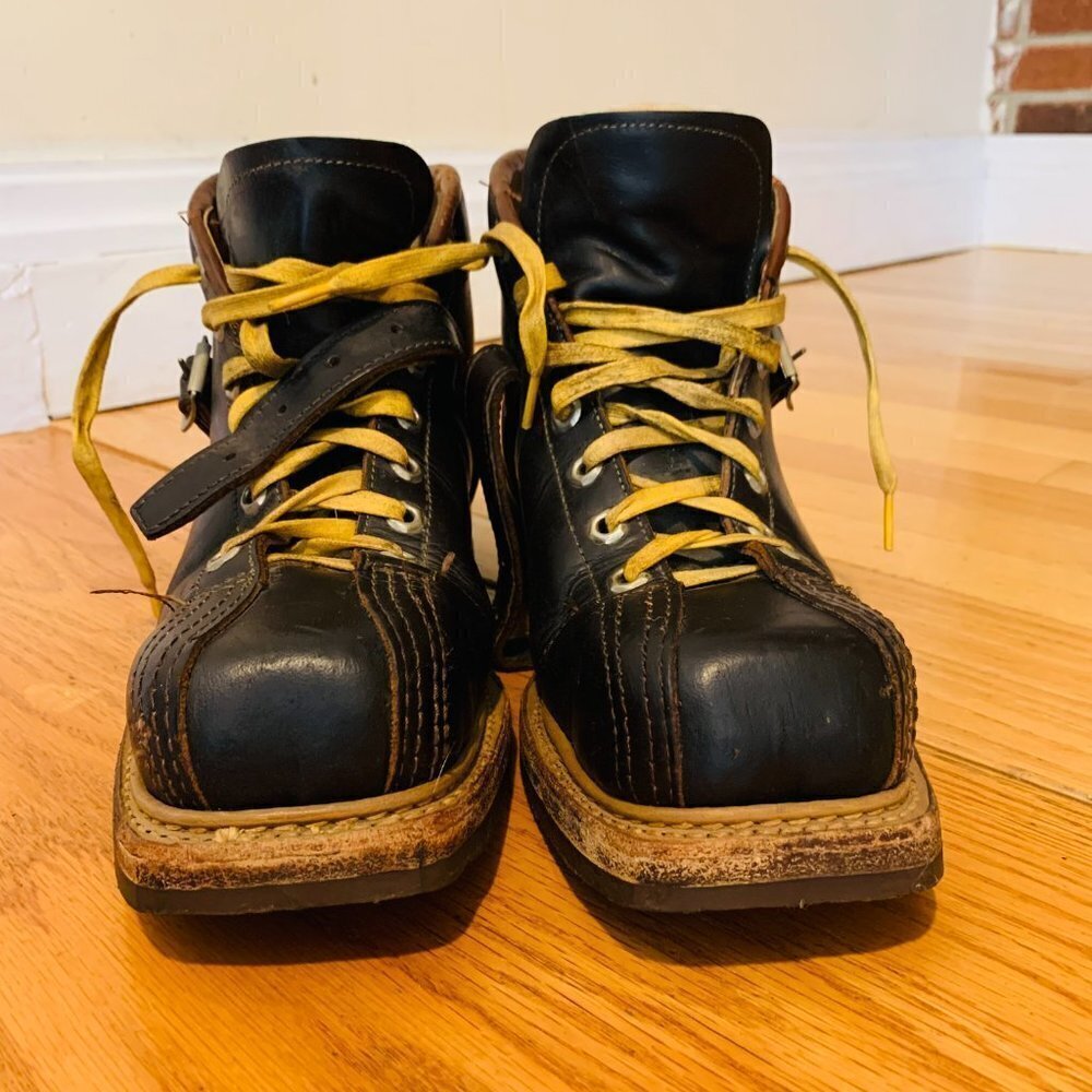 VINTAGE JC Higgins WW2 US Ski Mountain Leather Boots Steampunk - Picture 3 of 16